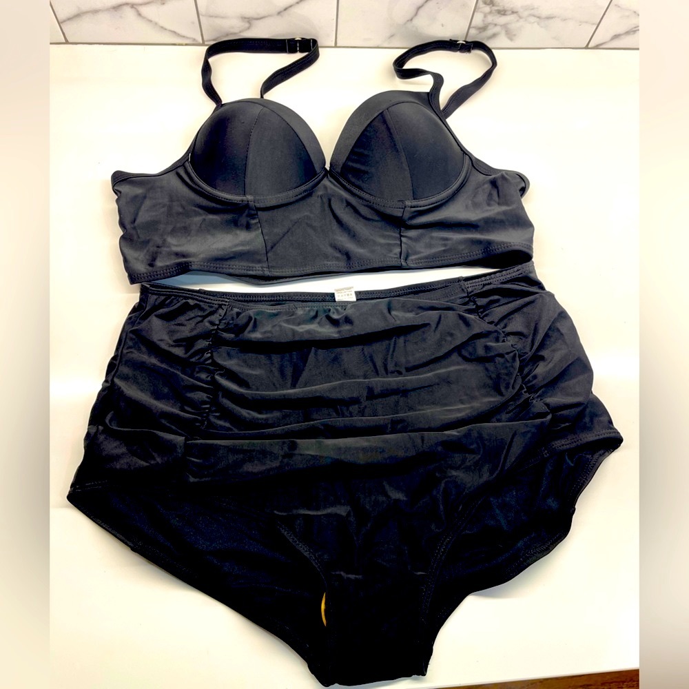Full coverage bikini - high waist bottoms and extended length top